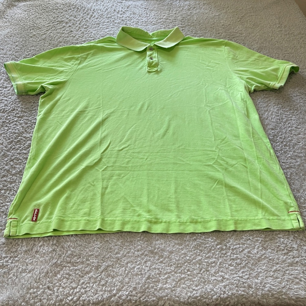 Tommy Bahama Relax Mens XXL Lime Green Cotton Pique Short Sleeve Polo Shirt